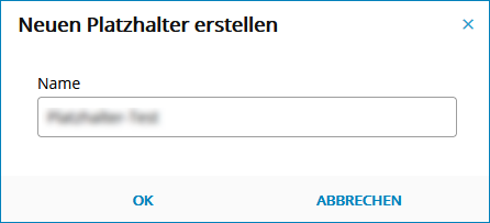 Screenshot: Platzhalter-Dialog zur Eingabe des Platzhaltertitels