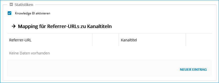 Screenshot: Mapping für Referrer-URLs zu Kanaltiteln