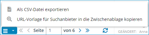 Screenshot: Kopieren der URL der Suchfunktion über das Optionen-Menü