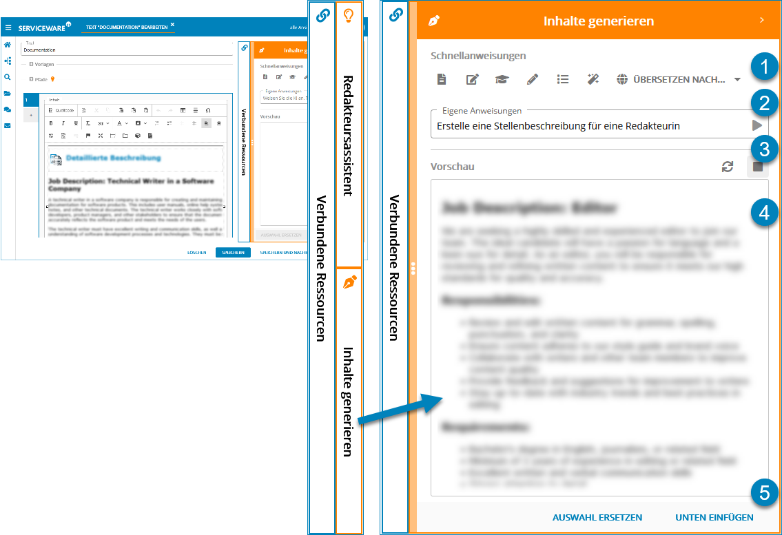 Inhalte über den Redaktionsassistenten generieren
