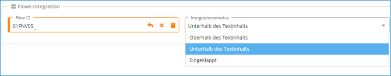 Screenshot: Einstellung für Flows im Editor