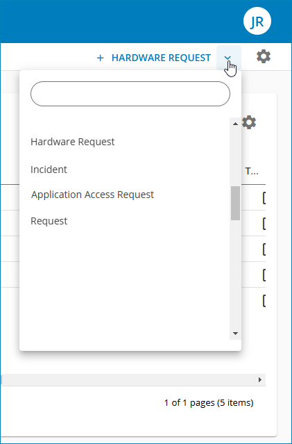 Drop-down-Menü zur Auswahl eines Workflows in der Aktionsleiste.