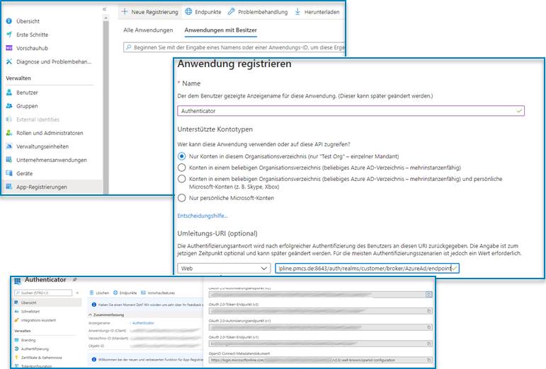 Screenshot: App-Registrierung im Azure AD Portal