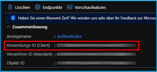 Screenshot: Wurzelverzeichnis Ihrer APP-Registrierung im Azure AD Portal