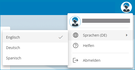 Screenshot: Benutzermenü in der Serviceware Cloud