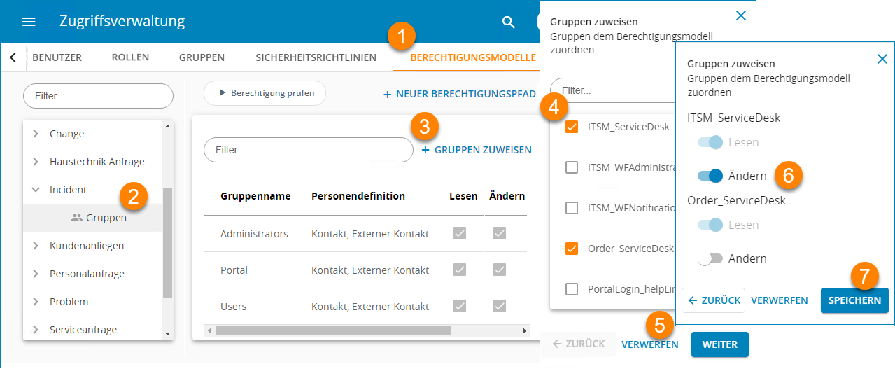 Screenshot: Erstellung von gruppenbasierten Berechtigungen