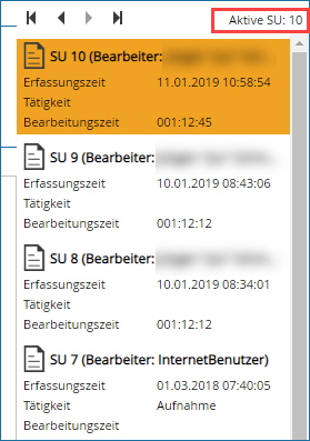 Screenshot: Übersicht über die Service-Einheiten eines Vorgangs. Die Anzahl der Service-Einheiten in der oberen rechten Ecke ist hervorgehoben.