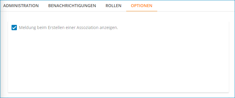 Screenshot: Optionen beim Erstellen einer Assoziation anzeigen