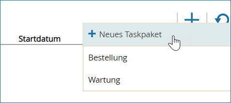 Screenshot: Erstellen eines neuen Taskpakets