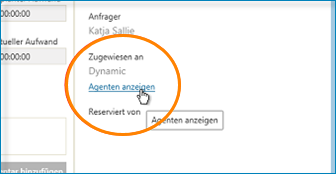 Screenshot: Abschnitt Task-Details mit Hervorhebung der Funktion zum Anzeigen von Agenten