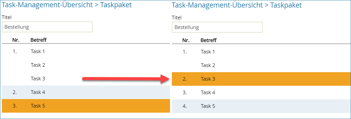 Screenshot: Ändern der Taskposition des zweitgelisteten Tasks, um die parallele Ausführung zu beenden.