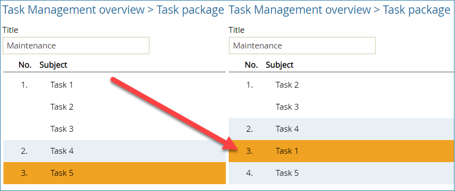 Screenshot: Ändern der Taskposition des erstgelisteten Tasks, um die parallele Ausführung zu beenden.