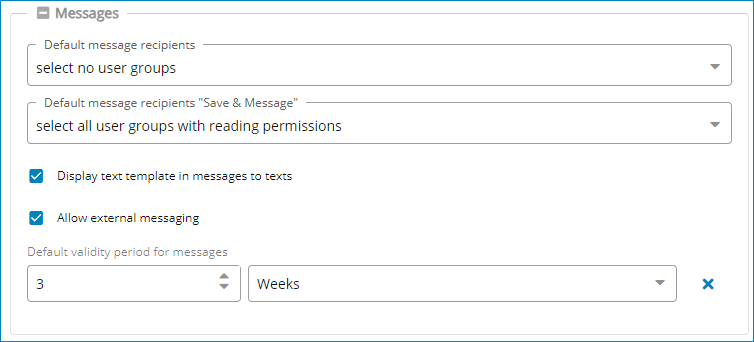 Screenshot: Message settings
