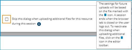 Checkbox: Activate or deactivate Skip file settings